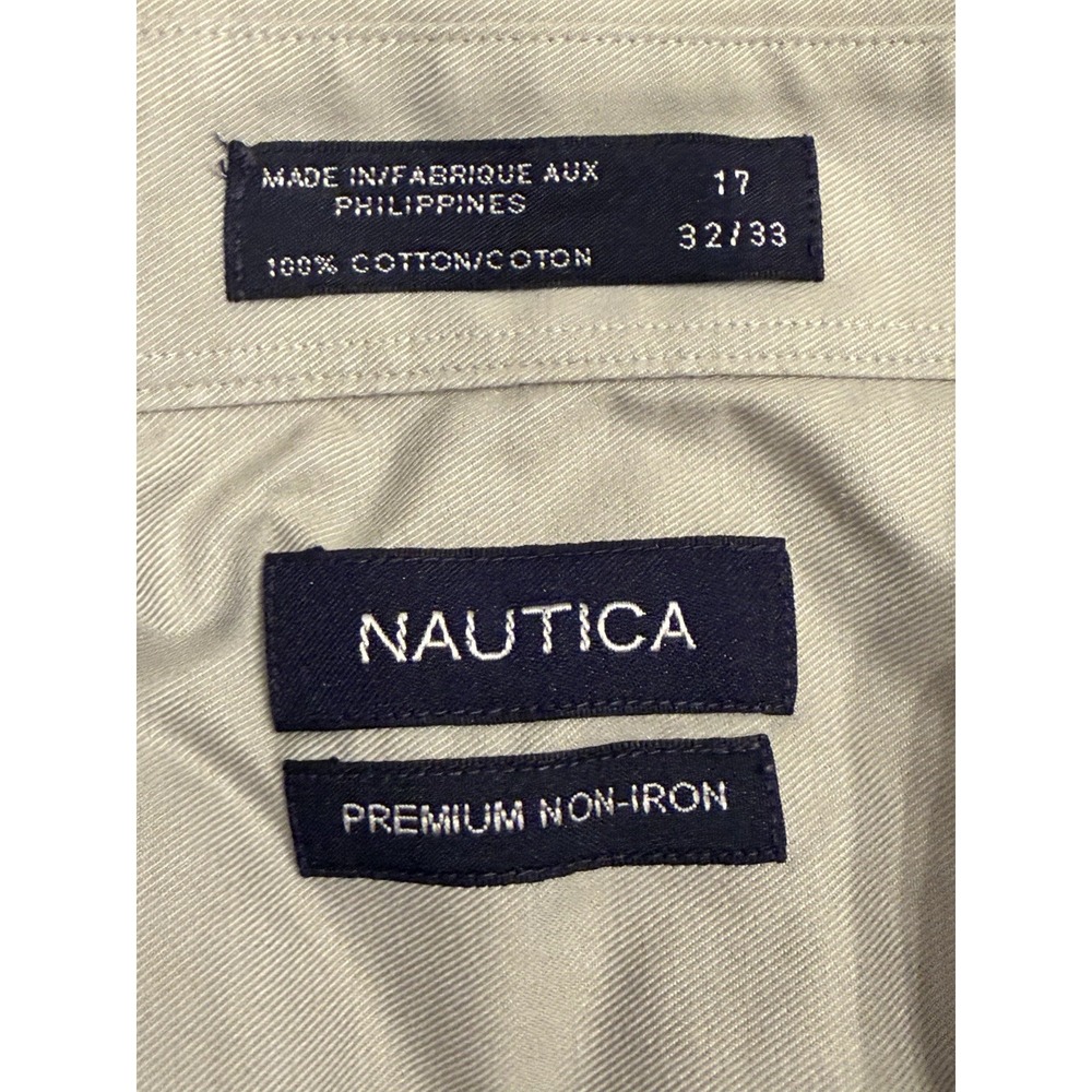 Nautica Mens 17 x 32/33 Button Down Cotton Dress Shirt - Picture 5 of 5